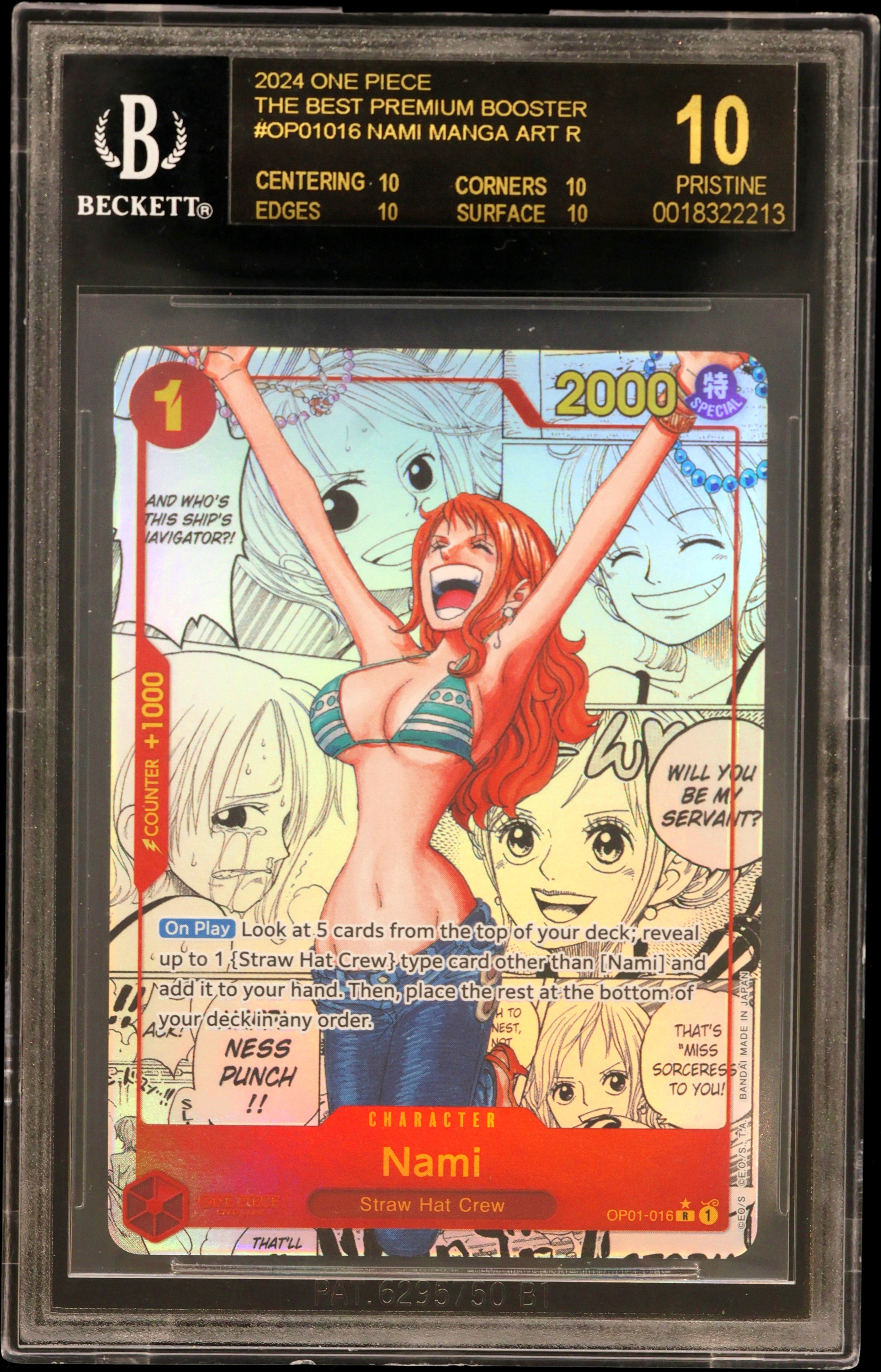 2024 #OP01016 Nami MANGA ART R BGS 10 One Piece Card Game ONE PIECE CARD THE BEST Premium Booster