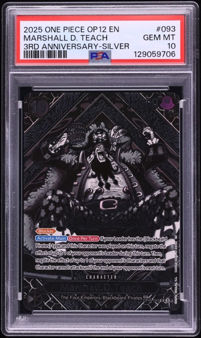 2025 #OP09-93 Marshall D. Teach PSA 10 One Piece Legacy Of Master 3rd Anniversary Silver SP SR