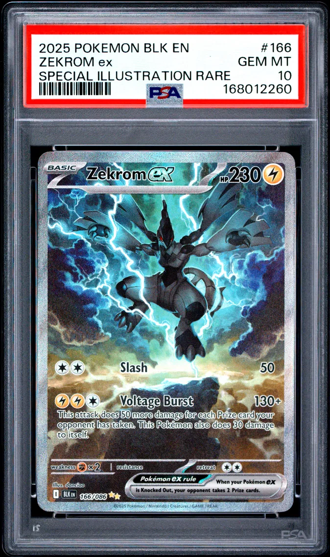 2025 #166 Zekrom EX PSA 10 Blk EN-Black Bolt