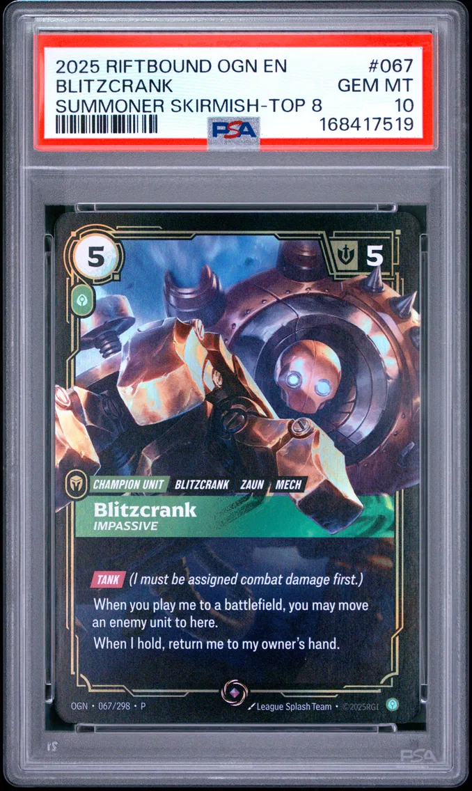 2025 #067 Blitzcrank - Impassive PSA 10 Riftbound: League of Legends Ogn-Origins