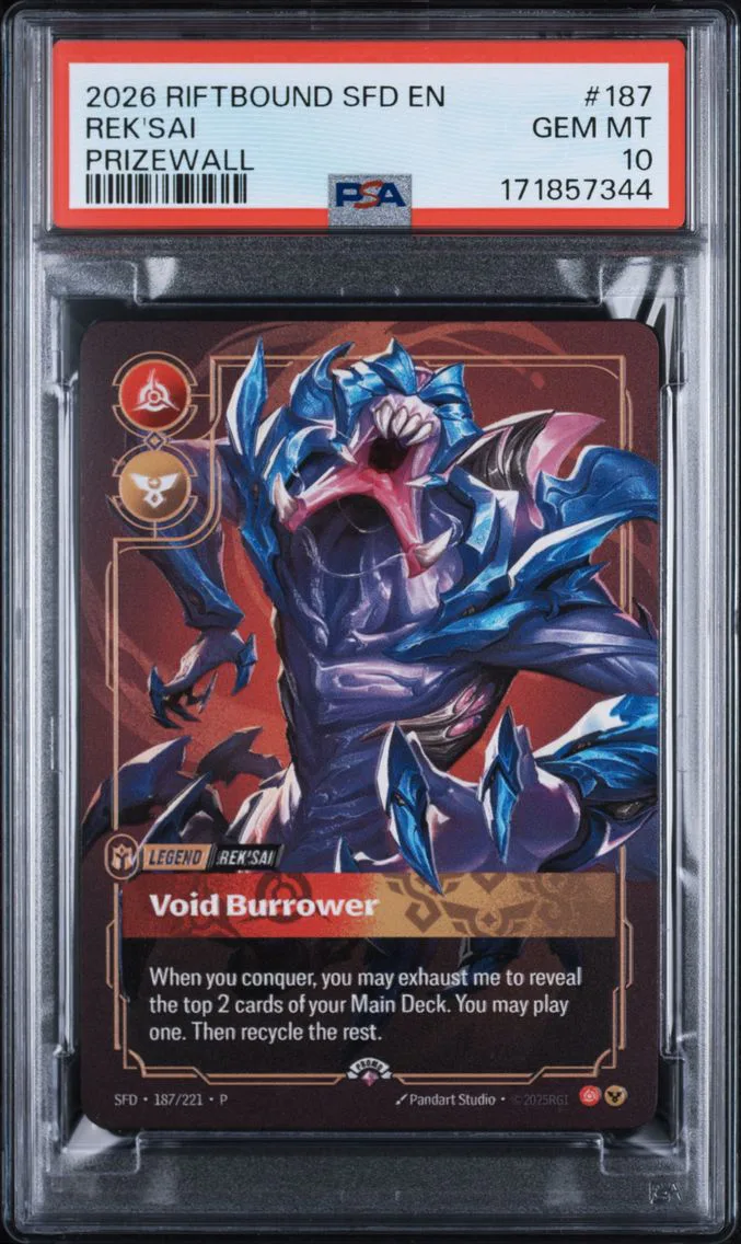 2026 #187 Rek'Sai - Void Burrower PSA 10 Riftbound: League of Legends Sfd-Spiritforged Plated Legends
