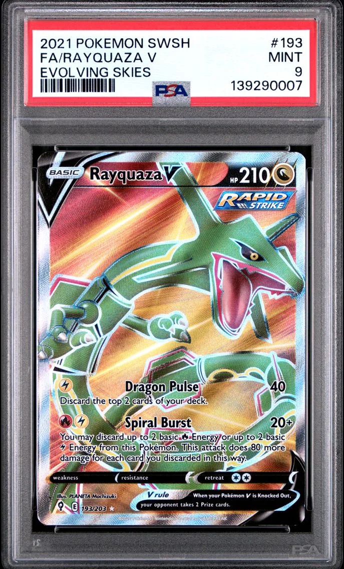 2021 Pokemon Sword & Shield Evolving Skies Full Art/Rayquaza V Sword & Shield Evolving Skies #193 PSA 9