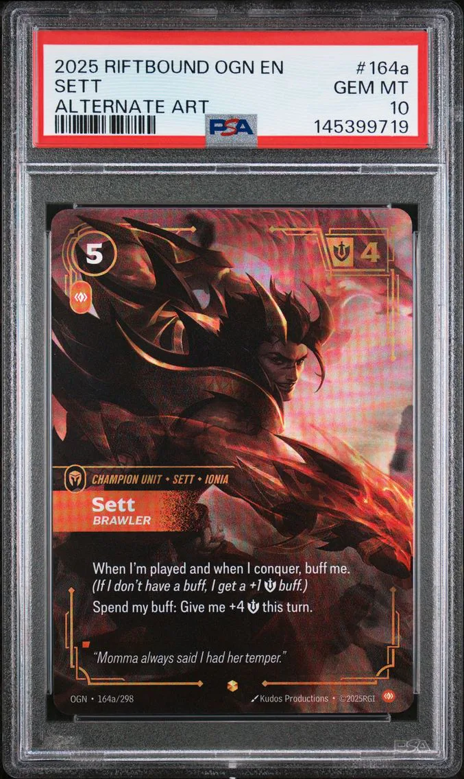2025 #164a Sett - Brawler PSA 10 Riftbound: League of Legends Ogn-Origins