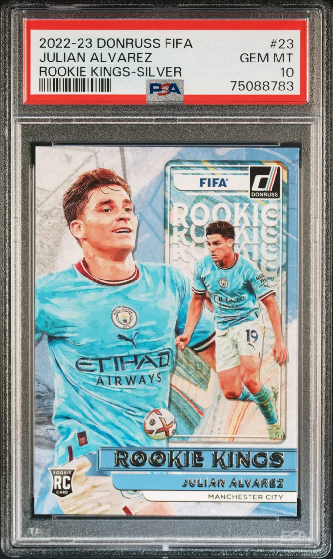 2022 #23 Julian Alvarez PSA 10 Panini Donruss FIFA Rookie Kings