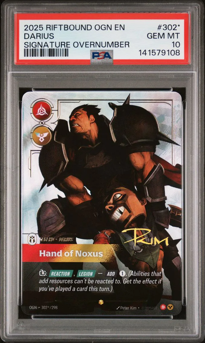 2025 #302* Darius - Hand of Noxus PSA 10 Riftbound: League of Legends Ogn-Origins