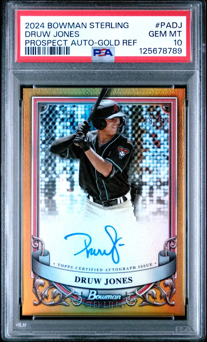 2024 #PADJ Druw Jones PSA 10 Bowman Sterling Prospect Autographs