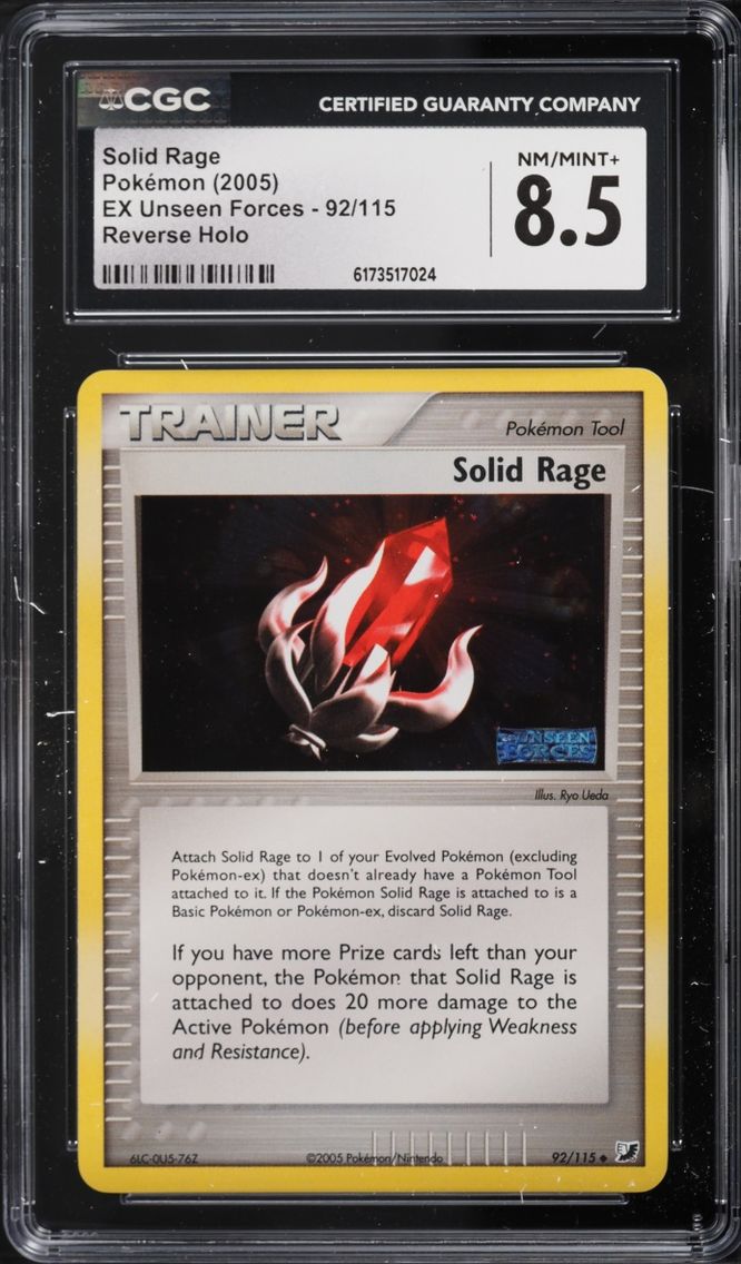 2005 Pokemon EX Unseen Forces Reverse Holo Solid Rage #92 CGC 8.5 NM-MT+