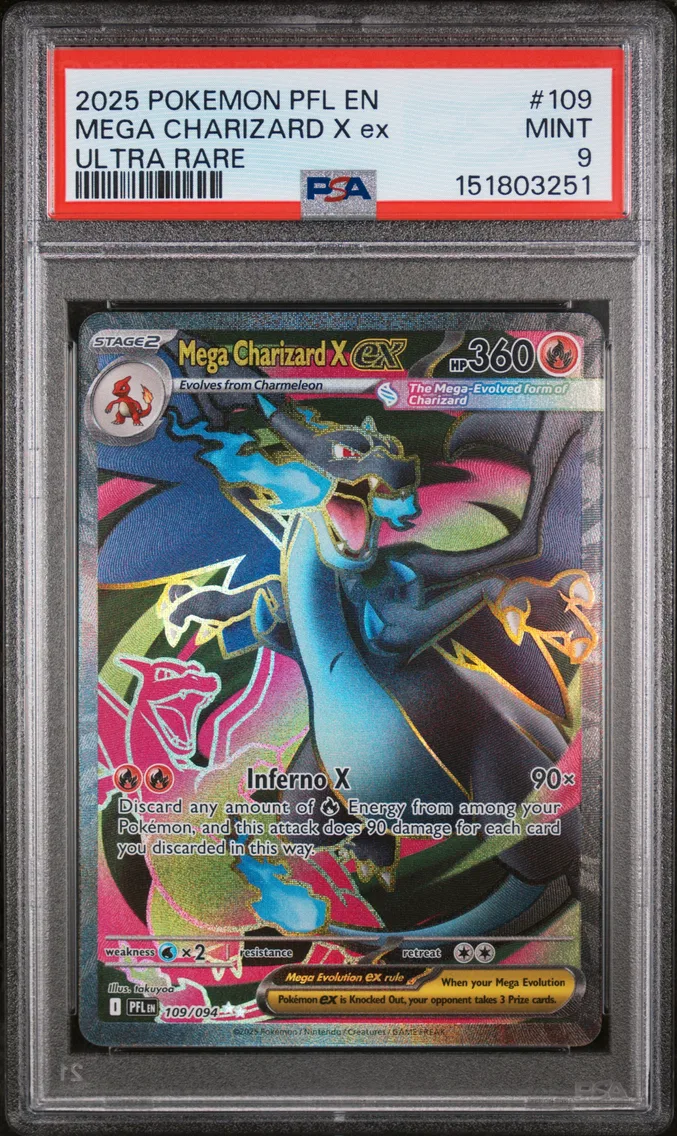 2025 #109 Mega Charizard X EX PSA 9 Pfl EN-Phantasmal Flames