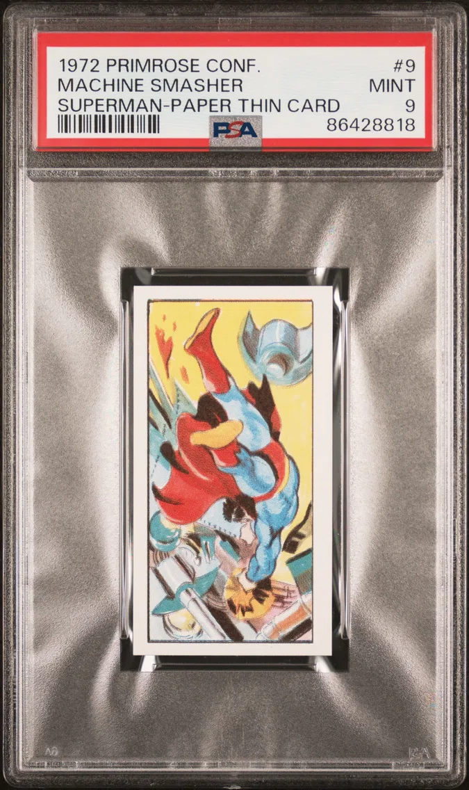 1972 #9 Machine Smasher PSA 9 Primrose Confectionery Superman Paper Thin Card