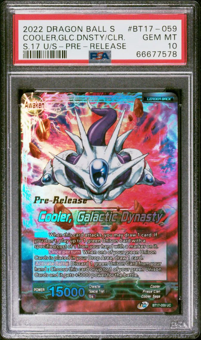 2022 #BT17-059 Cooler/Cooler, Galactic Dynasty PSA 10 Dragon Ball Super Card Game Series 17 Ultimate Squad