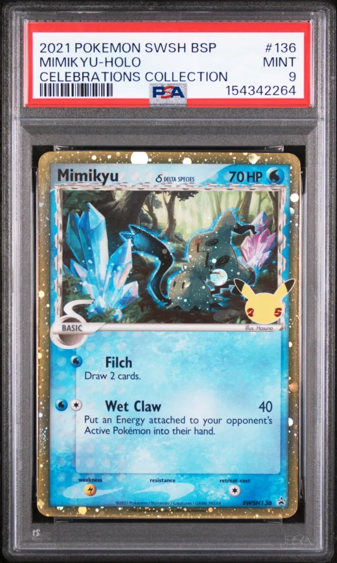 2021 Pokemon Swsh Black Star Promo Mimikyu-Holo Swsh Black Star Promo #136 PSA 9