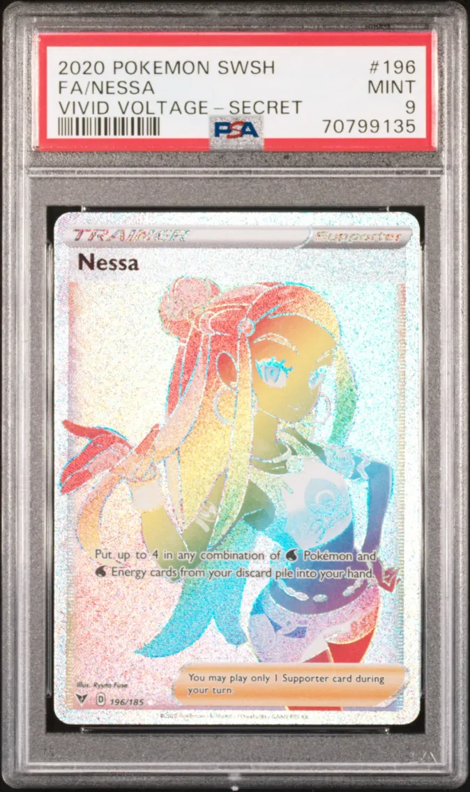 2020 Pokemon Sword & Shield Vivid Voltage Full Art/Nessa Sword & Shield Vivid Voltage #196 PSA 9
