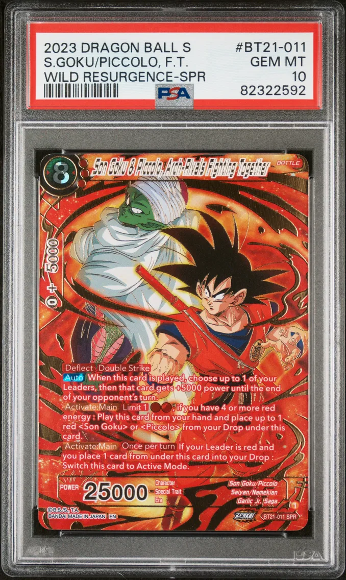 2023 #BT21-011 Son Goku & Piccolo, Arch-Rivals Fighting Together PSA 10 Dragon Ball Super Card Game Series 21 Wild Resurgence