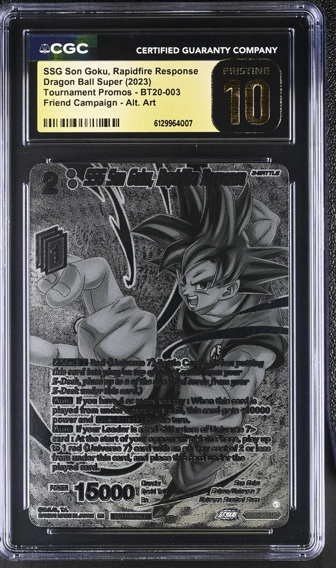 2023 #BT20-003 SSG Son Goku, Rapidfire Response CGC 10 Pristine Tournament Promos 2023 - English