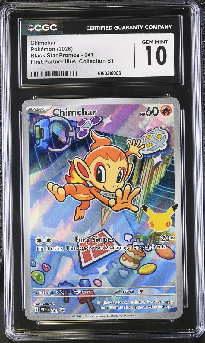 2026 #041 Chimchar CGC 10 Black Star Promos - Mega Evolution MEP EN - English