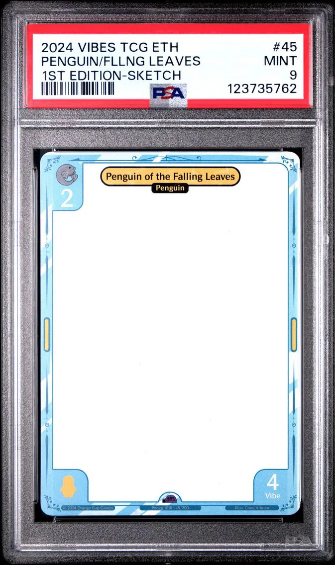2024 #45 PENGUIN OF THE FALLING LEAVES PSA 9 VIBES TCG ENTER THE HUDDLE | 1ST EDITION-SKETCH