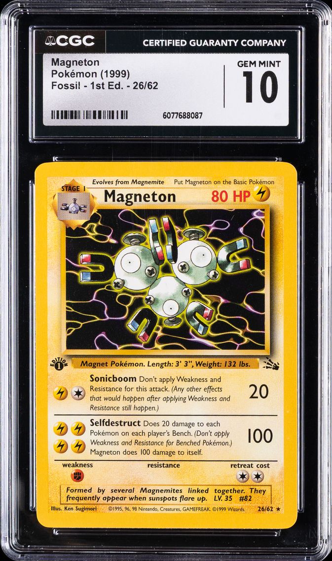 1999 #26 Magneton 1st Edition CGC 10 Fossil Pokemon