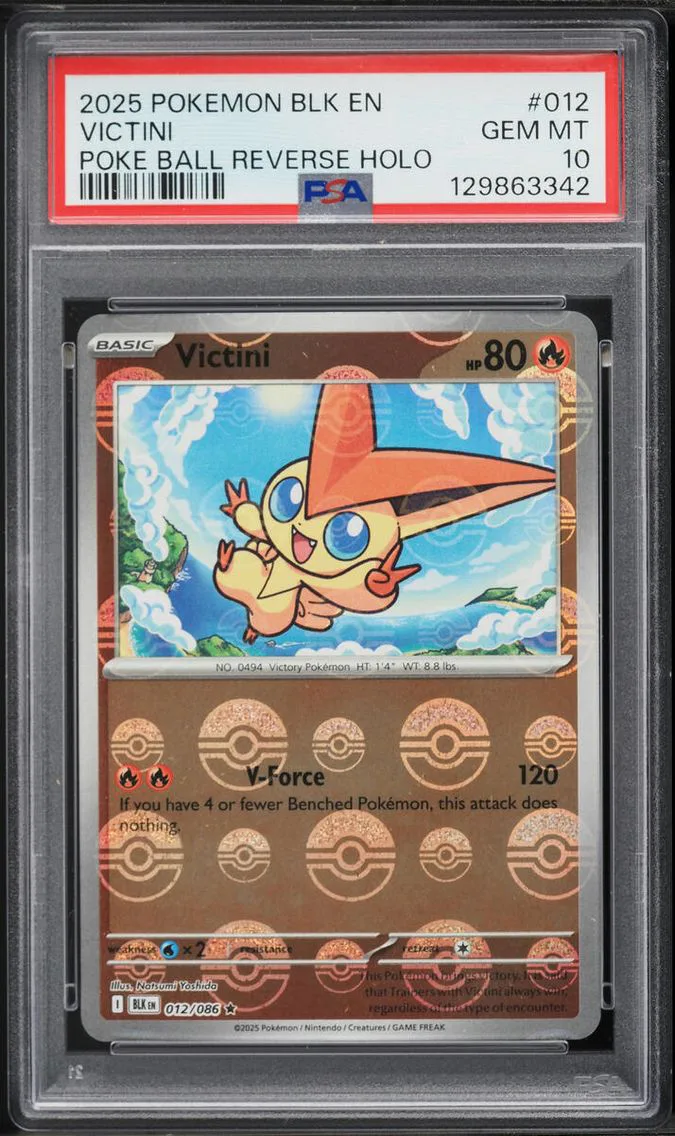 2025 #012 Victini PSA 10 Pokemon Scarlet & Violet Black Bolt Poke Ball Reverse Holo
