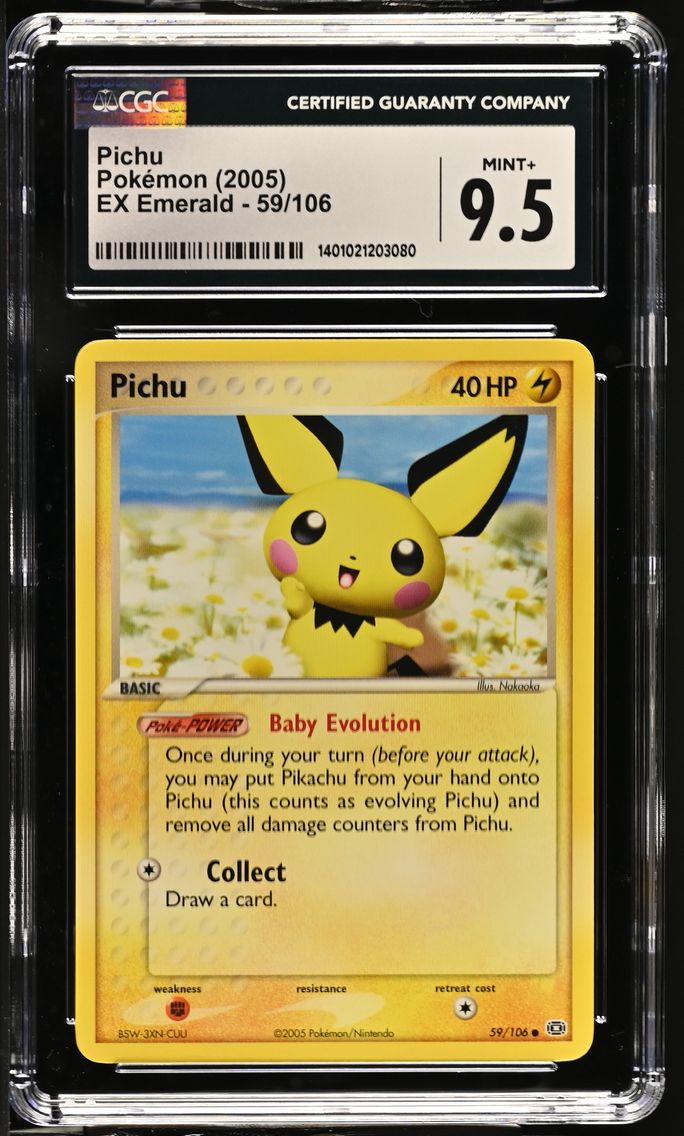 2005 #59 EX Emerald - English Pichu Common CGC 9.5 Pokemon