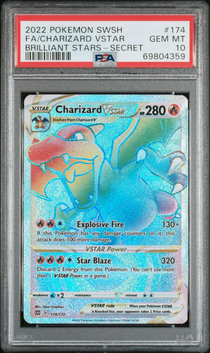 2022 #174 Full Art/Charizard Vstar PSA 10 Sword & Shield Brilliant Stars