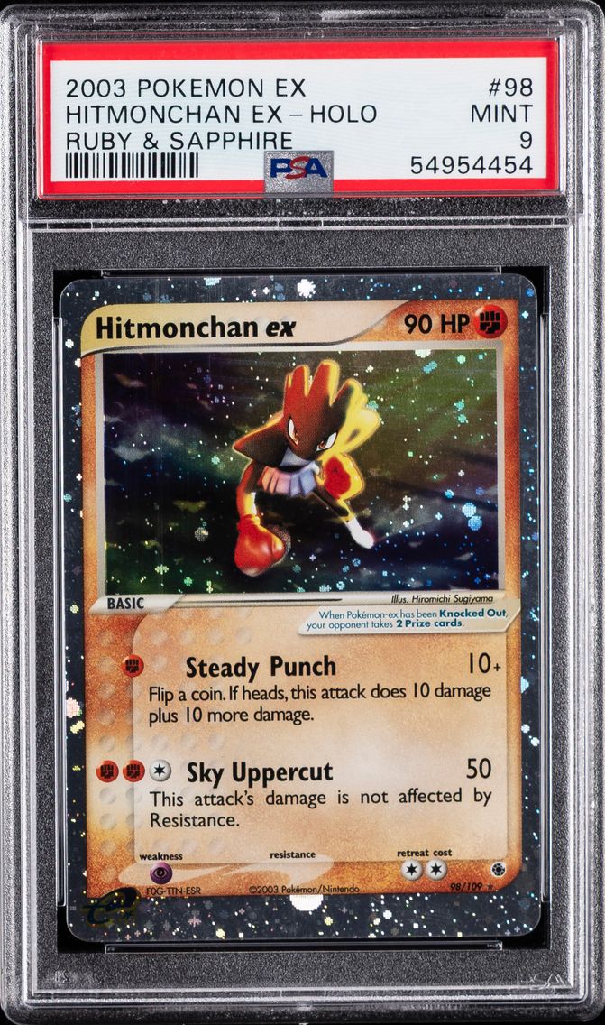 2003 #98 Hitmonchan EX-Holo PSA 9 EX Ruby & Sapphire Pokemon