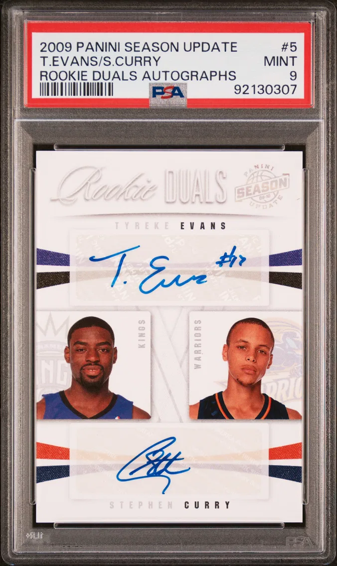 2009 #5 Stephen Curry/Tyreke Evans PSA 9 Panini Season Update Rookie Duals Autographs