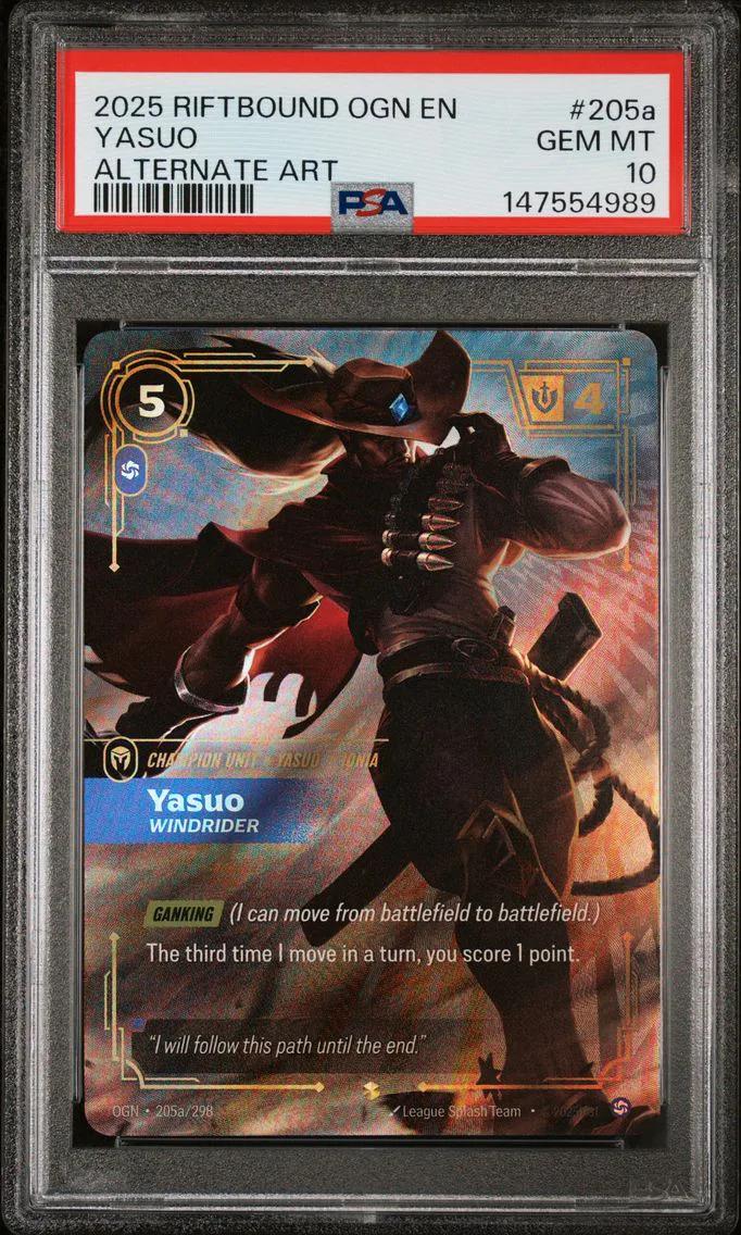 2025 #205a Yasuo - Windrider PSA 10 Riftbound: League of Legends Ogn-Origins