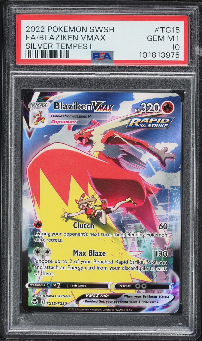 2022 #TG15 Full Art/Blaziken Vmax PSA 10 Sword & Shield Silver Tempest Pokemon