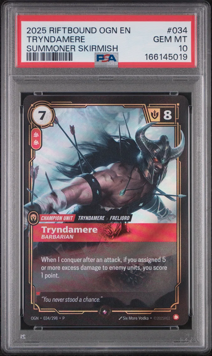 2025 #034 Tryndamere - Barbarian PSA 10 Riftbound: League of Legends Ogn-Origins