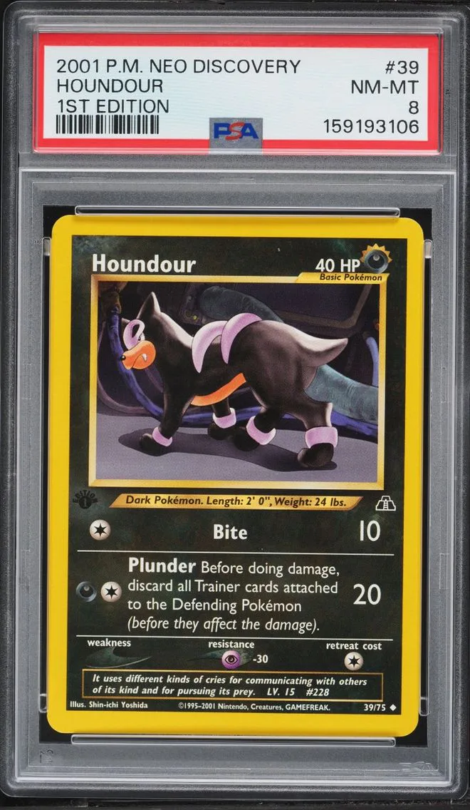 2001 Pokemon Neo Discovery 1st Edition Houndour #39 PSA 8