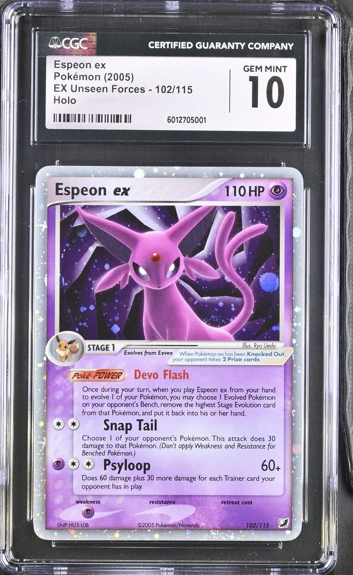 2005 #102 Espeon ex CGC 10 EX Unseen Forces - English