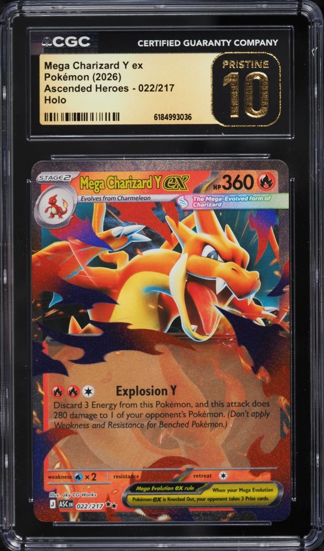 2026 #22 Mega Charizard Y ex CGC 10 Pokemon Mega Evolution Ascended Heroes Holo