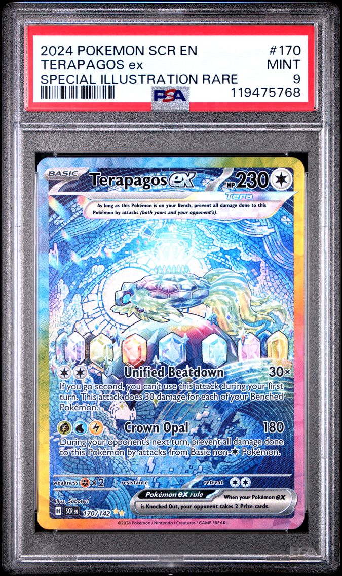 2024 #170 Terapagos EX PSA 9 Scr EN-Stellar Crown Pokemon