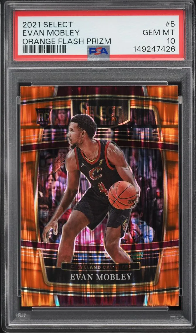 2021 #5 Evan Mobley PSA 10 Select Concourse Orange Flash Prizm