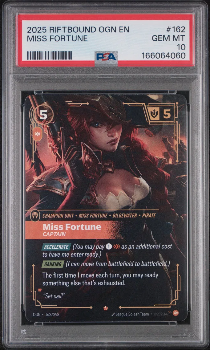 2025 #162 Miss Fortune - Captain PSA 10 Riftbound: League of Legends Ogn-Origins