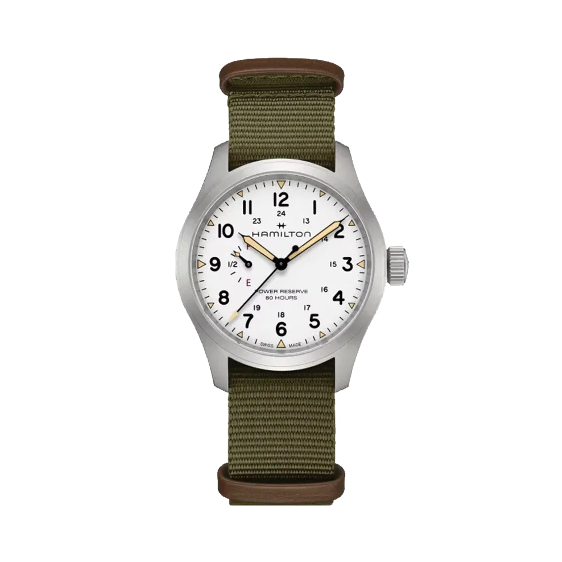 Hamilton Khaki Field Mechanical Power Reserve 40mm - White on Fabric Strap