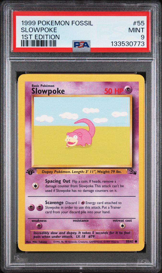 1999 #55 Slowpoke 1st Edition PSA 9 Fossil Pokemon