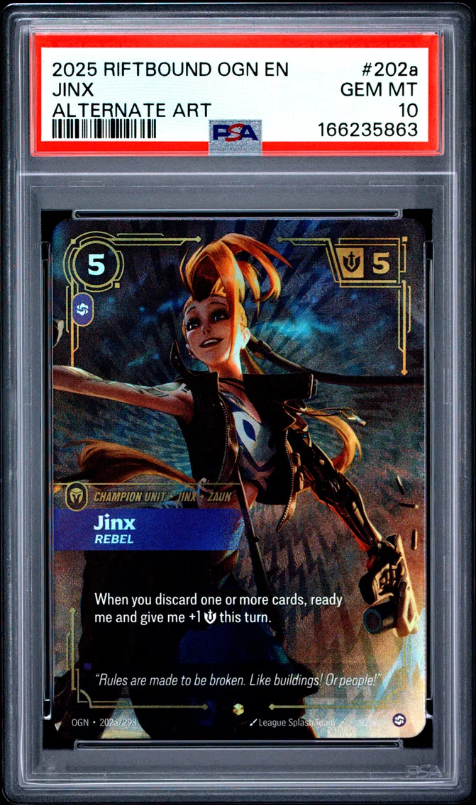 2025 #202a Jinx - Rebel PSA 10 Riftbound: League of Legends Ogn-Origins