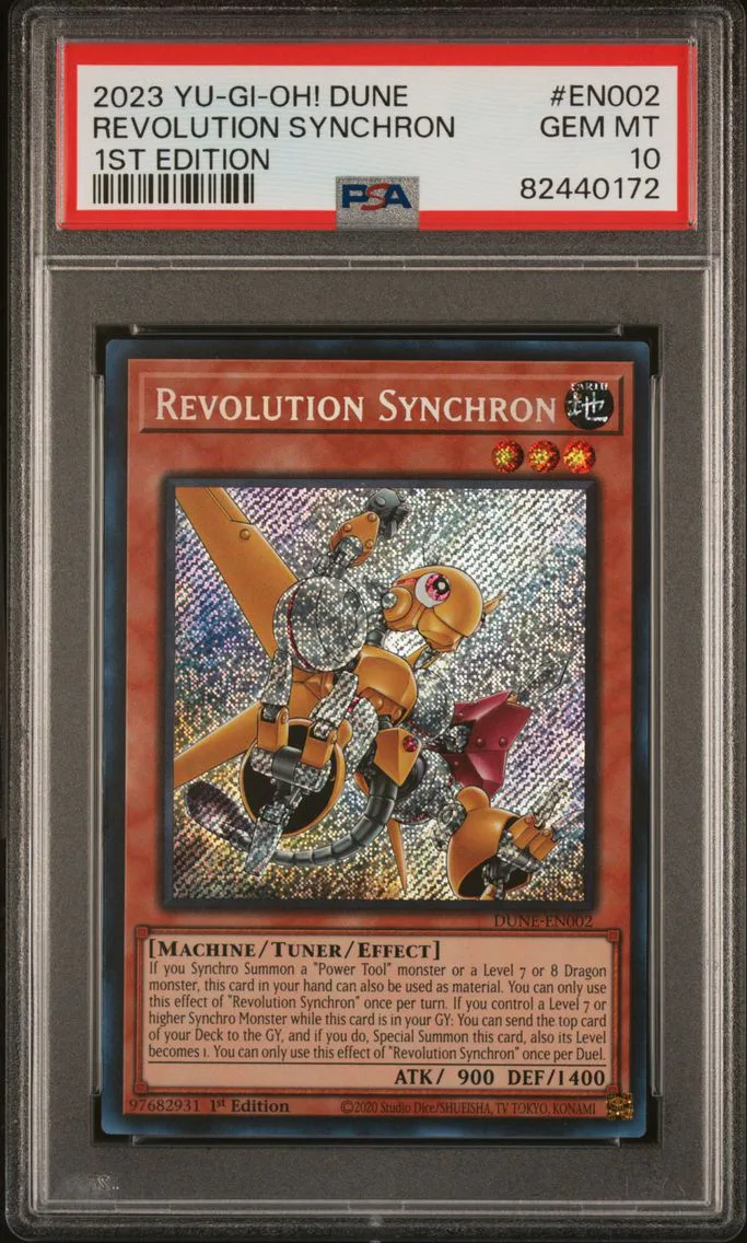 2023 #EN002 Revolution Synchron 1st Edition PSA 10 YU-GI-Oh! Dune-Duelist Nexus