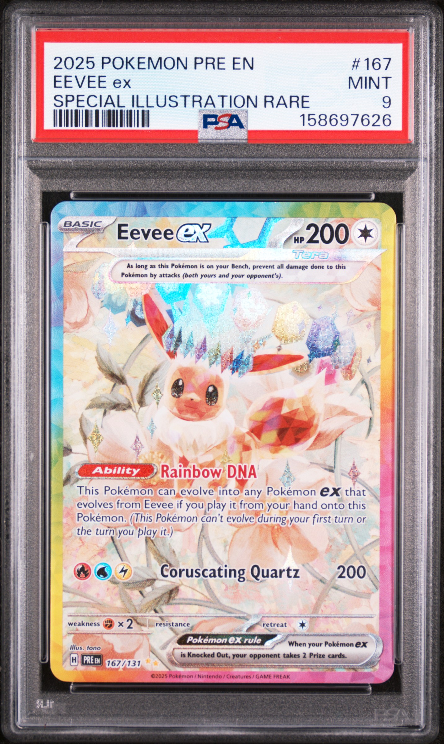 2025 #167 Eevee Ex PSA 9 Pre En-Prismatic Evolutions