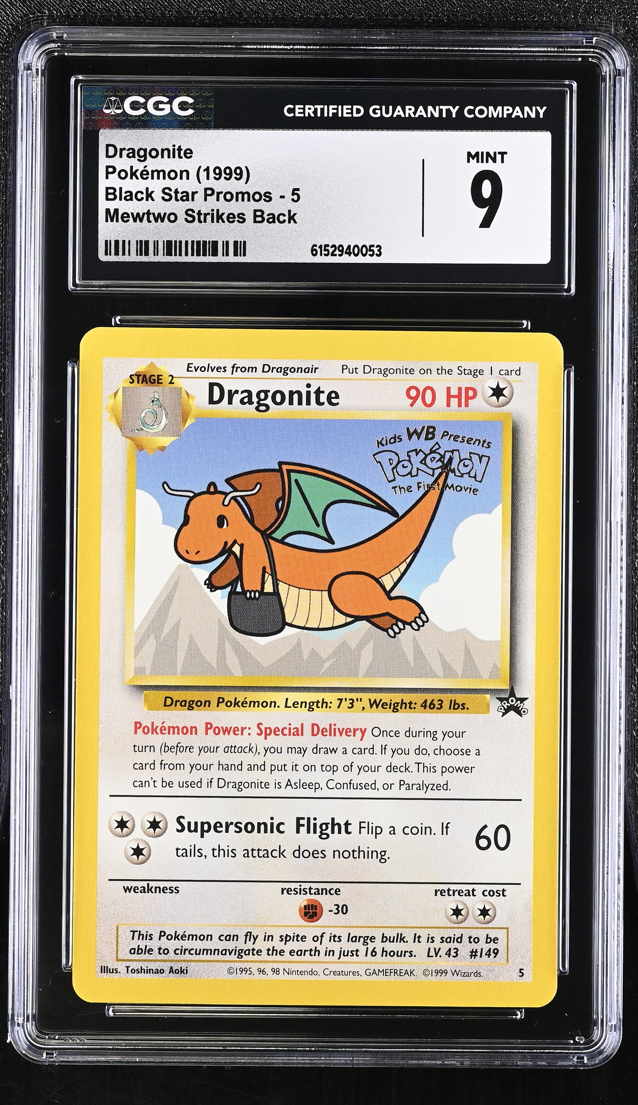 1999 #5 Dragonite CGC 9 Black Star Promos - Wotc - English
