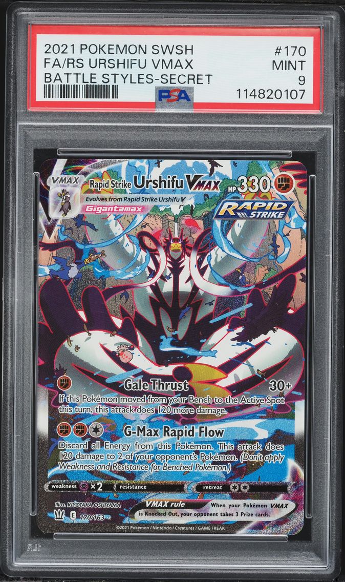 2021 #170 Full Art/Rapid Strike Urshifu Vmax PSA 9 Sword & Shield Battle Styles Pokemon