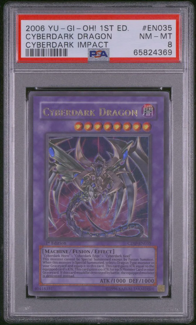 2006 YU-GI-OH! CDIP-CYBERDARK IMPACT | 1ST EDITION #EN035 CYBERDARK DRAGON PSA 8