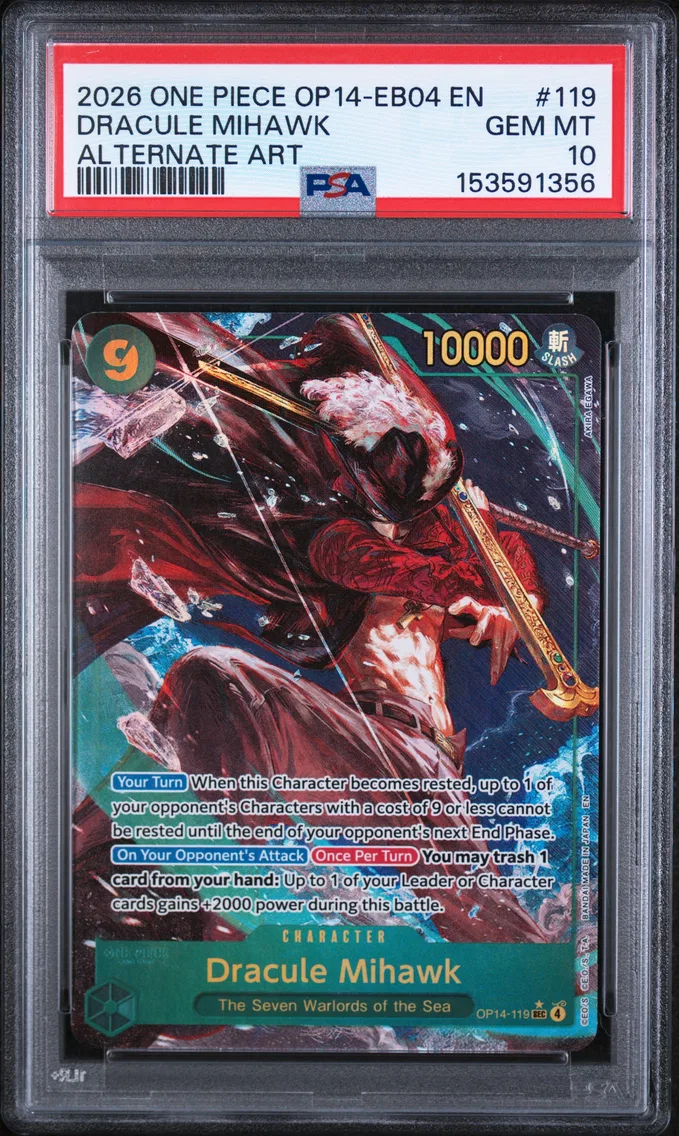 2026 #119 Dracule Mihawk PSA 10 One Piece OP14-EB04-the Azure Sea's Seven