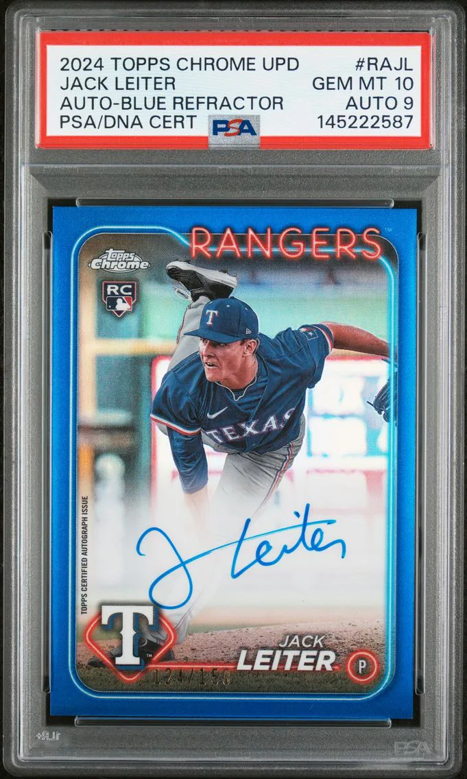 2024 #RAJL Jack Leiter PSA 10 Topps Chrome Update Chrome Baseball Update Series Autographs