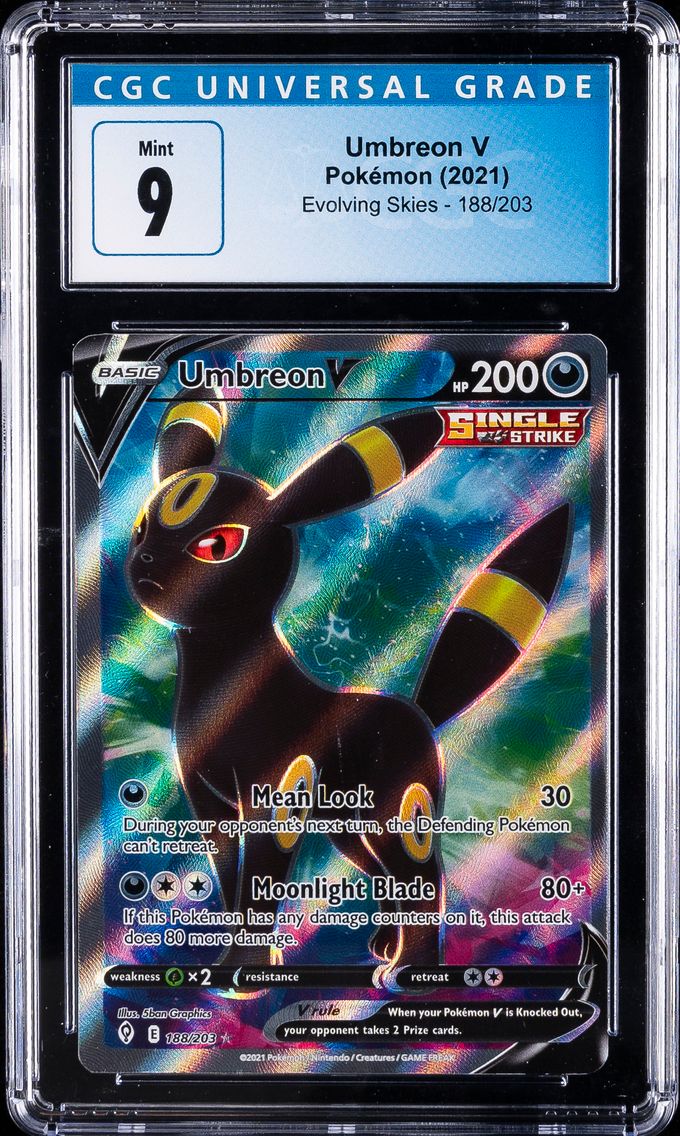 2021 #188 Full Art/Umbreon V CGC 9 Sword & Shield Evolving Skies Pokemon
