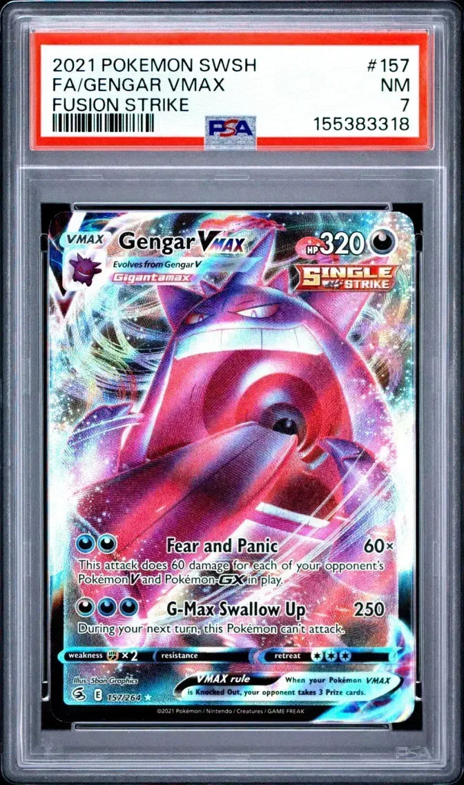 2021 Pokemon Sword & Shield Fusion Strike FA/GENGAR VMAX Sword & Shield Fusion Strike #157 PSA 7