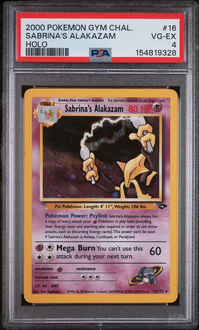 2000 Pokemon Gym Challenge Sabrina's Alakazam Gym Challenge #16 PSA 4