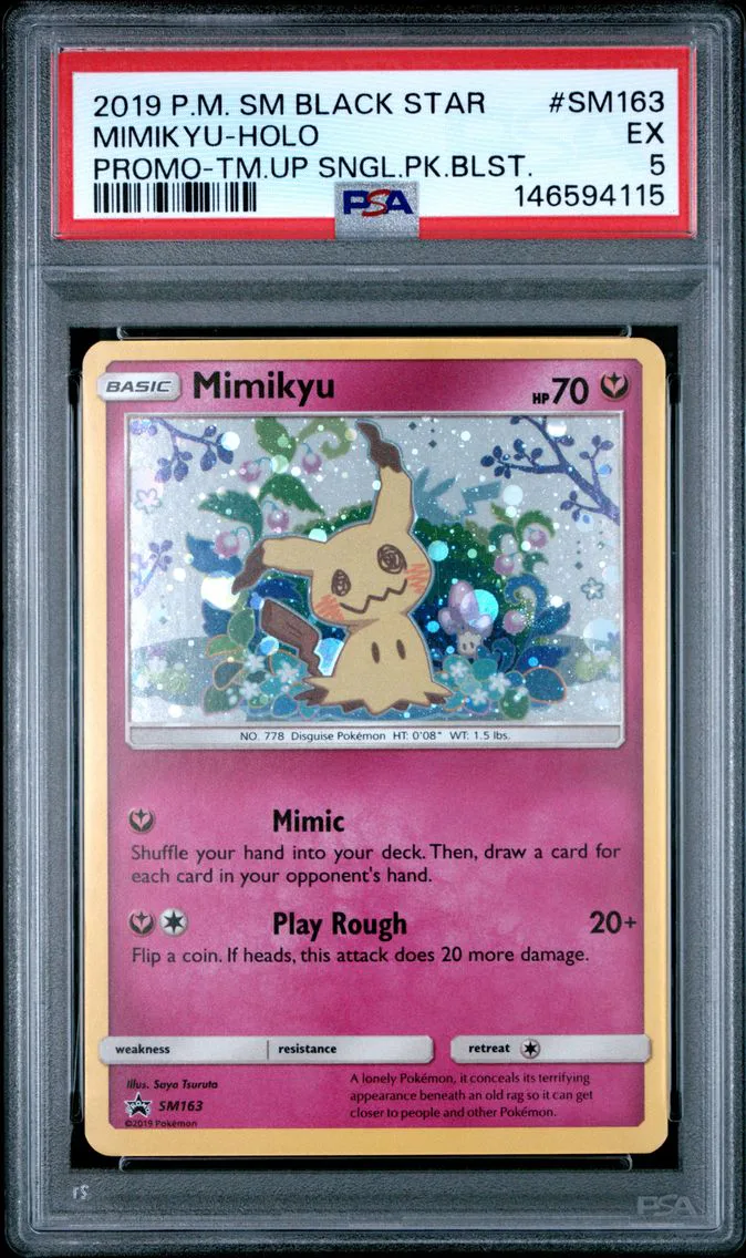 2019 #SM163 Mimikyu-Holo PSA 5 SM Black Star Promo Pokemon