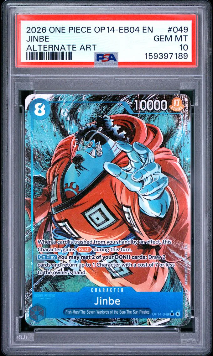 2026 #049 Jinbe PSA 10 One Piece OP14-EB04-the Azure Sea's Seven